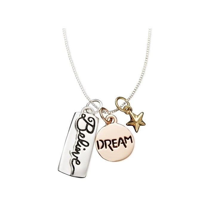 Engraved Dream and Believe Pendant Necklace Image 1