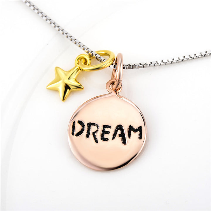 Engraved Dream and Believe Pendant Necklace Image 3