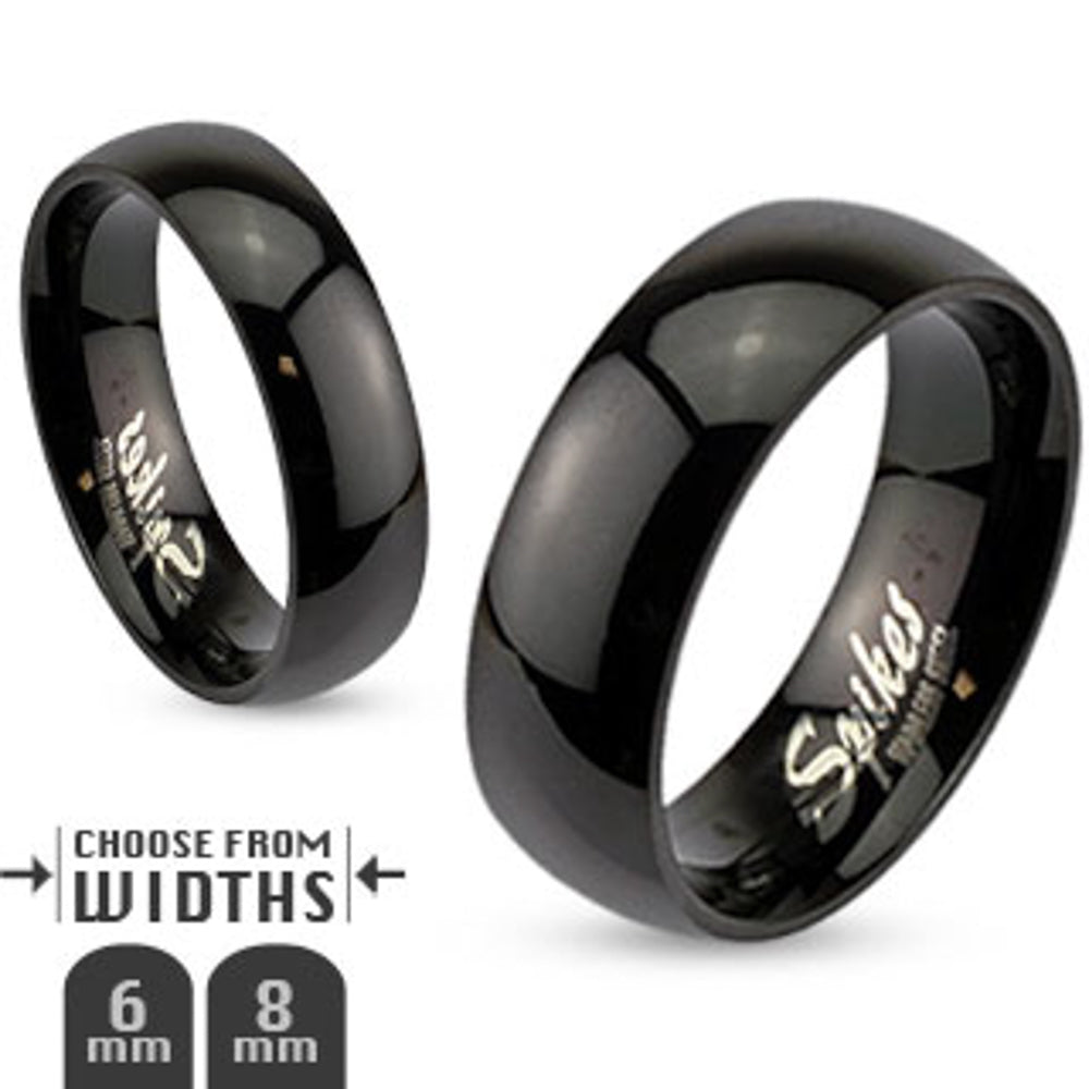 Stainless Steel Black Ion Plated His (6mm Width) and Hers 3pc Wedding Engagement Ring Band Set Image 3