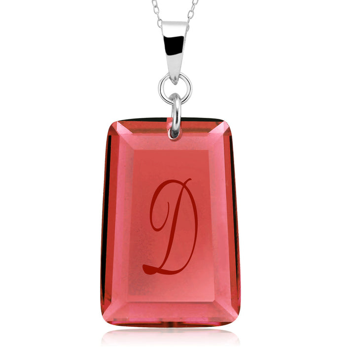 Sterling Silver January/Garnet CZ Laser Engraved Initial A Birthstone Necklace Image 4