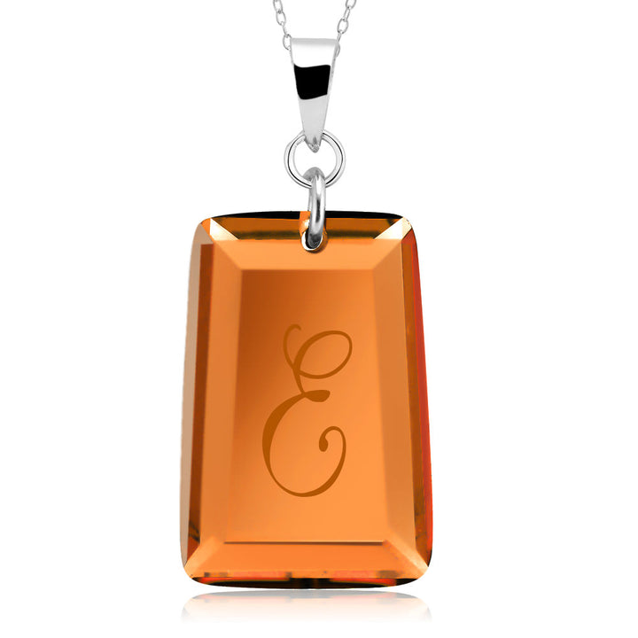 Sterling Silver November/Citrine CZ Laser Engraved Initial A Birthstone Necklace Image 4