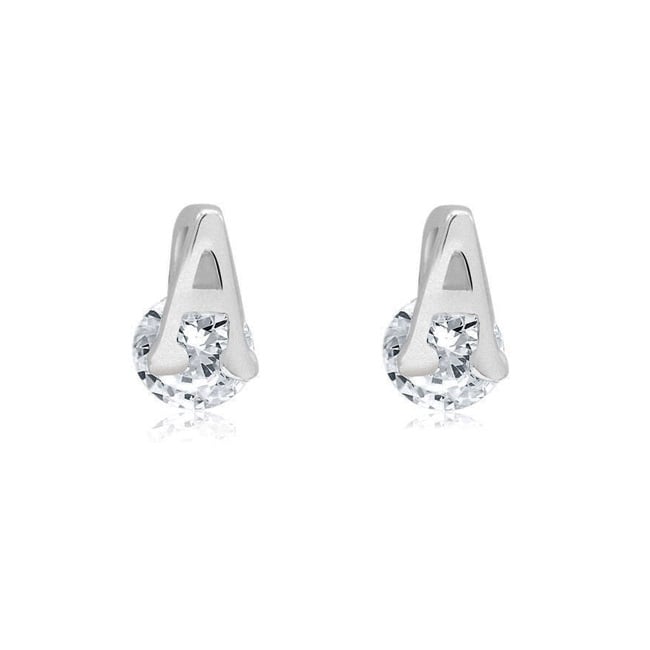 Sterling Silver CZ Initial A Stud Earrings Image 6