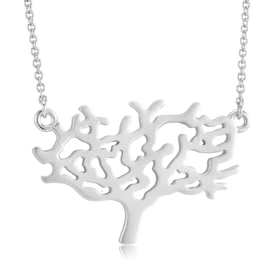 Sterling Silver Matte Finish Tree Of Life Necklace Image 1