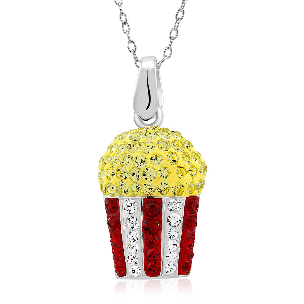 Rhodium Plated Crystal Popcorn Necklace Image 1