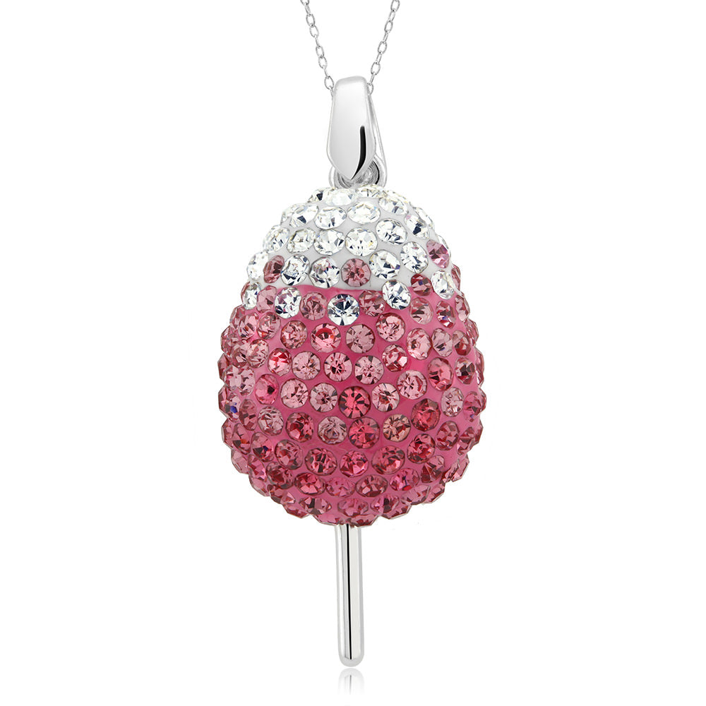 Rhodium Plated Crystal Cotton Candy Necklace Image 1