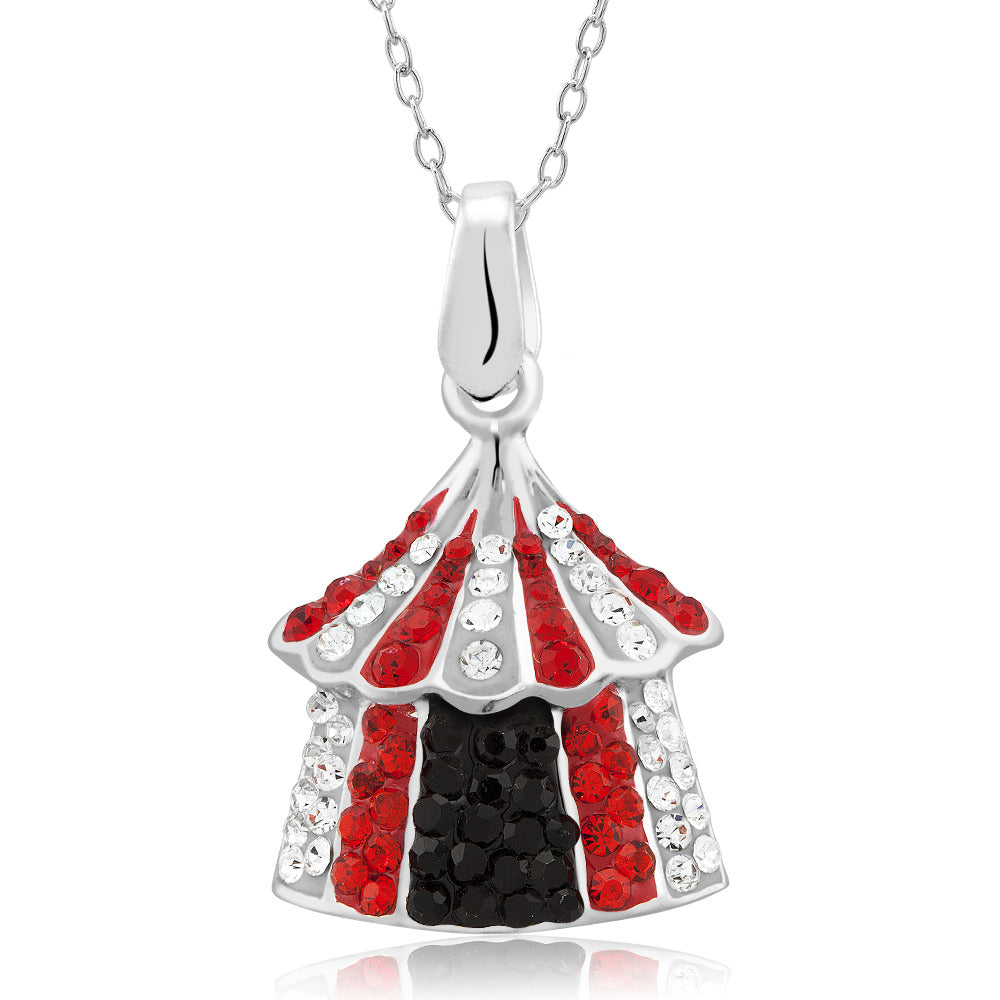 Rhodium Plated Crystal Circus Tent Necklace Image 1