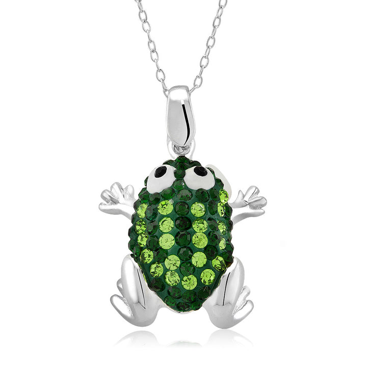 Rhodium Plated Crystal Frog Necklace Image 1