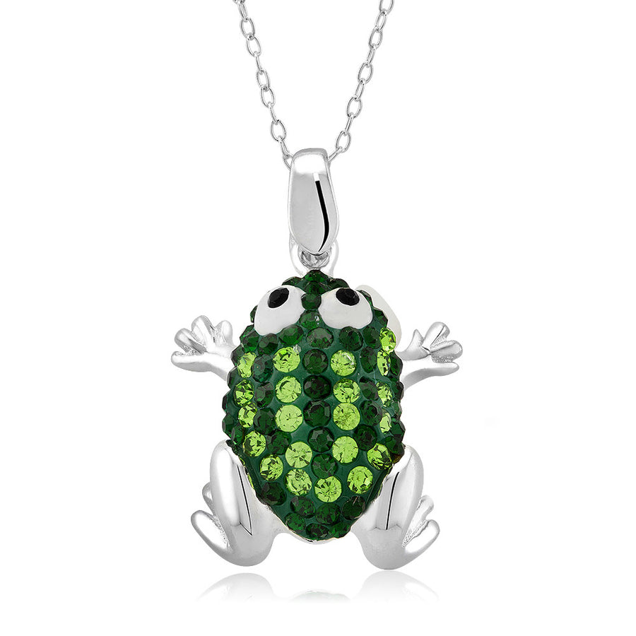 Rhodium Plated Crystal Frog Necklace Image 1