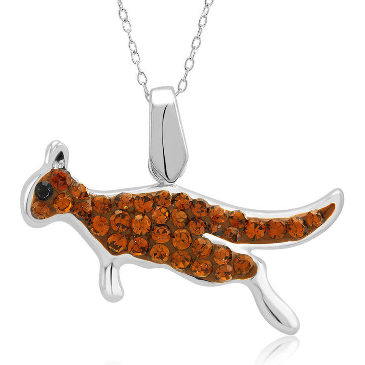 Rhodium Plated Crystal Kangaroo Necklace Image 1