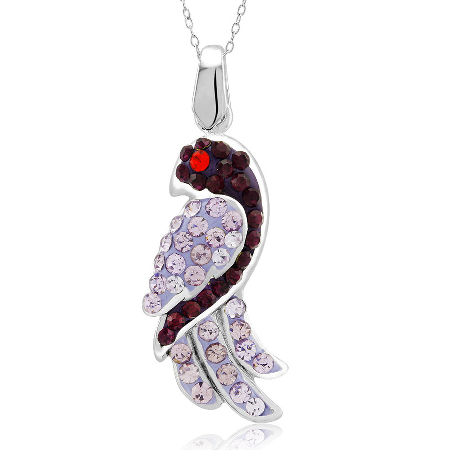 Rhodium Plated Crystal Parrot Necklace Image 1