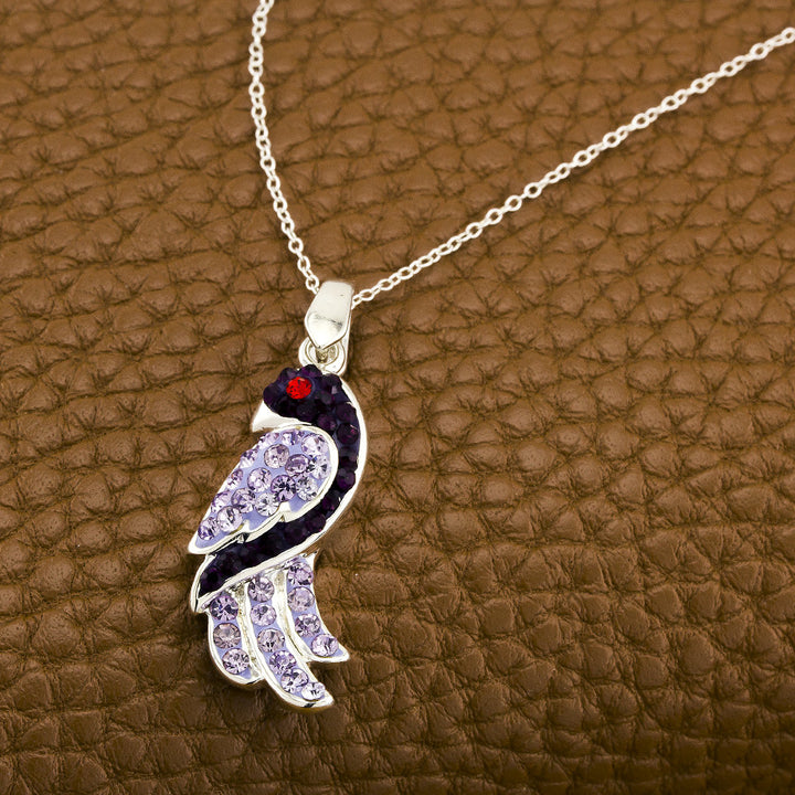 Rhodium Plated Crystal Parrot Necklace Image 2