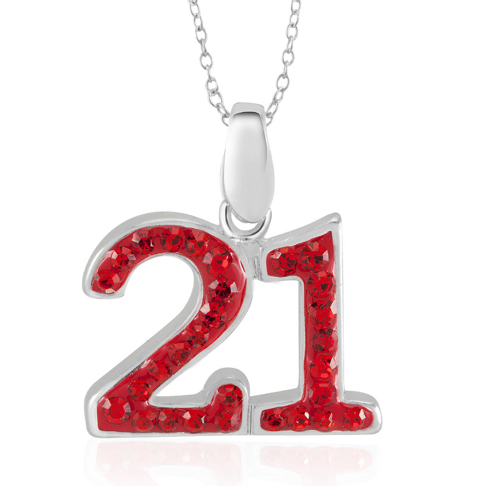 Rhodium Plated Crystal 21 Necklace Image 1