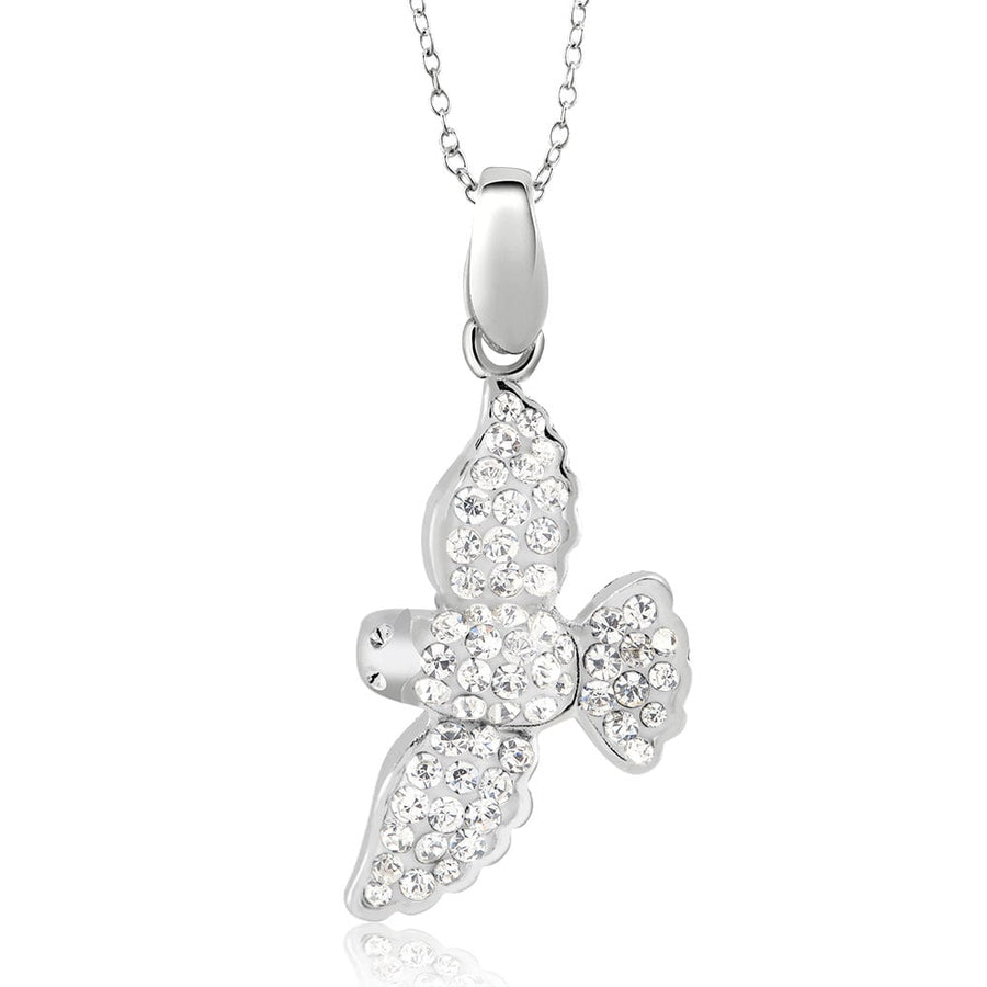 Rhodium Plated Crystal Seagull Necklace Image 1