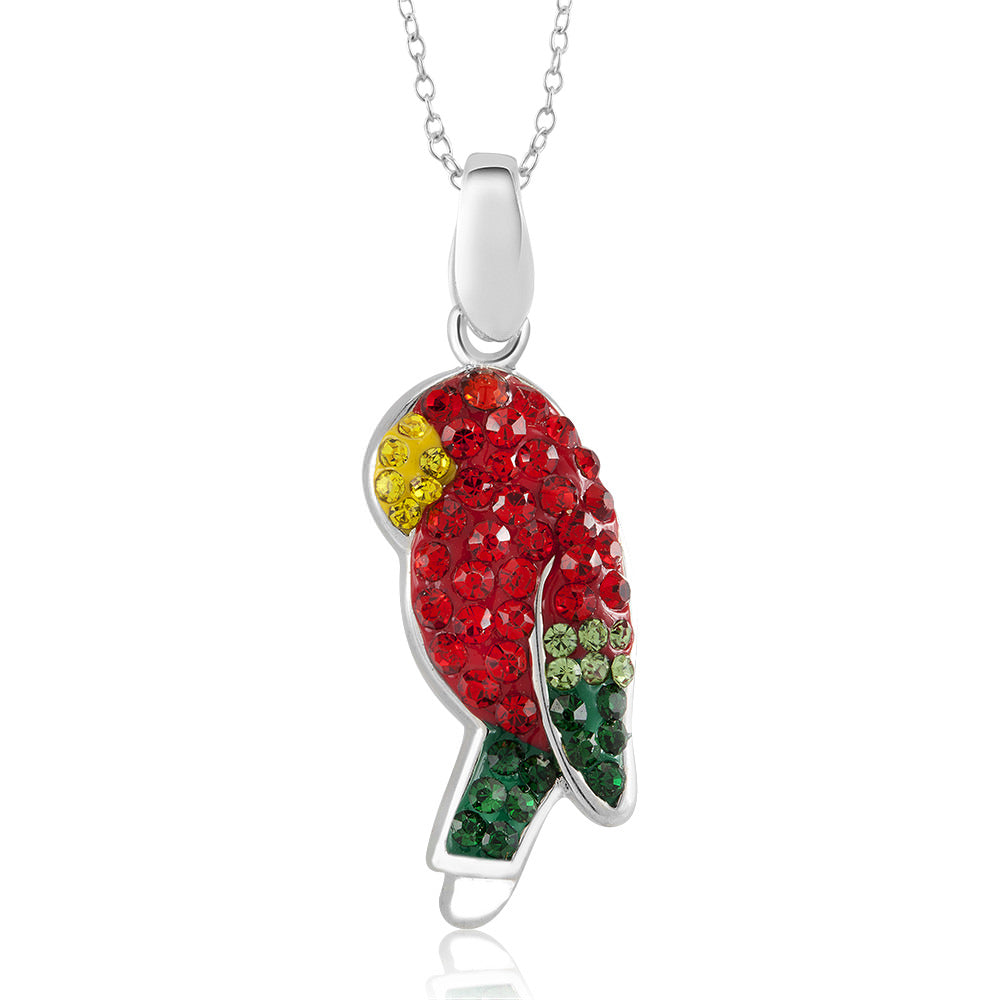 Rhodium Plated Crystal Parrot Necklace Image 1