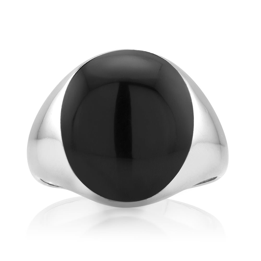 Rhodium Plated Black Epoxy Round Mens Ring Sizes 9-12 Available Image 2