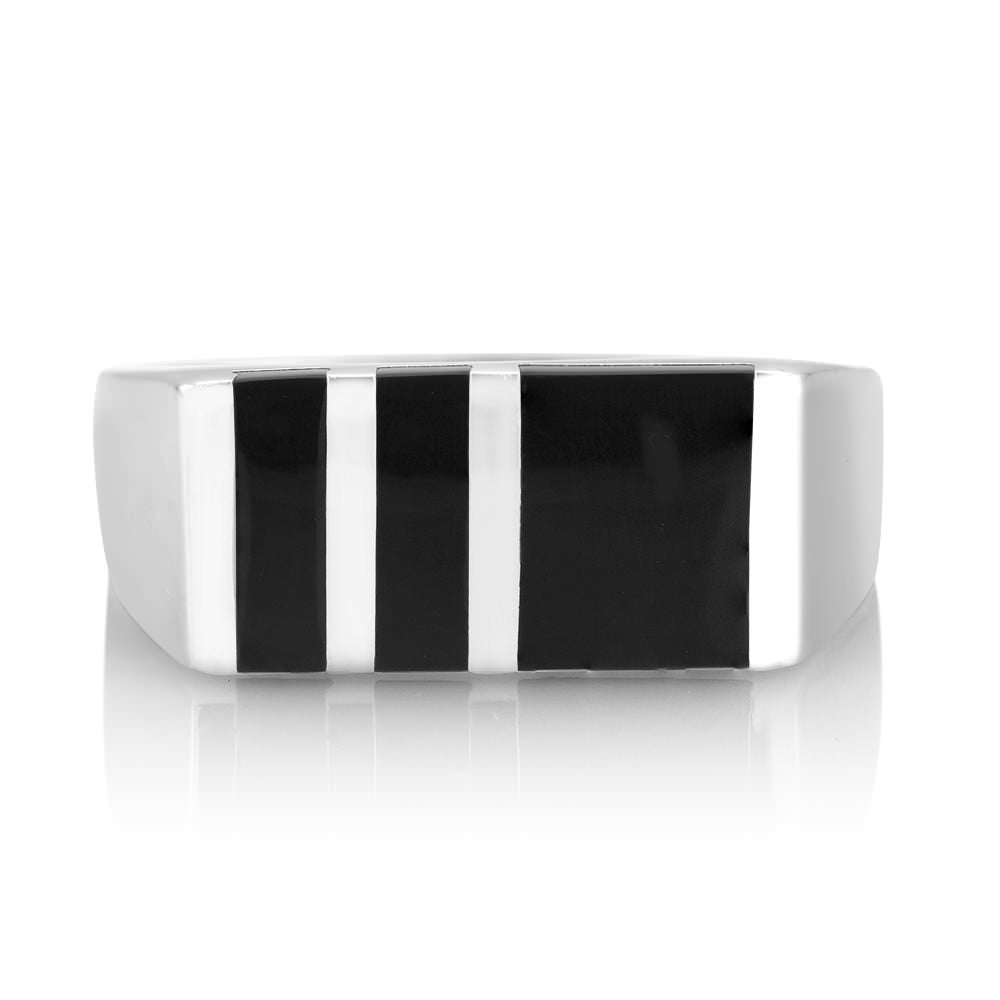 Rhodium Plated Black Epoxy Square Mens Ring Sizes 9-12 Available Image 2