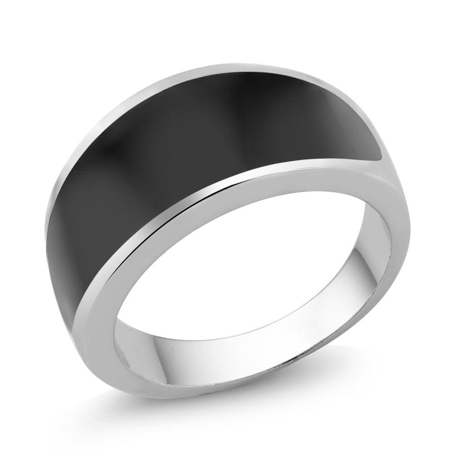 Rhodium Plated Black Epoxy Mens Ring Sizes 9-12 Available Image 1