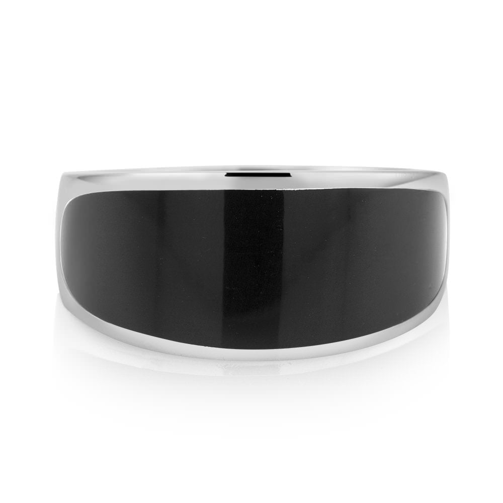 Rhodium Plated Black Epoxy Mens Ring Sizes 9-12 Available Image 2