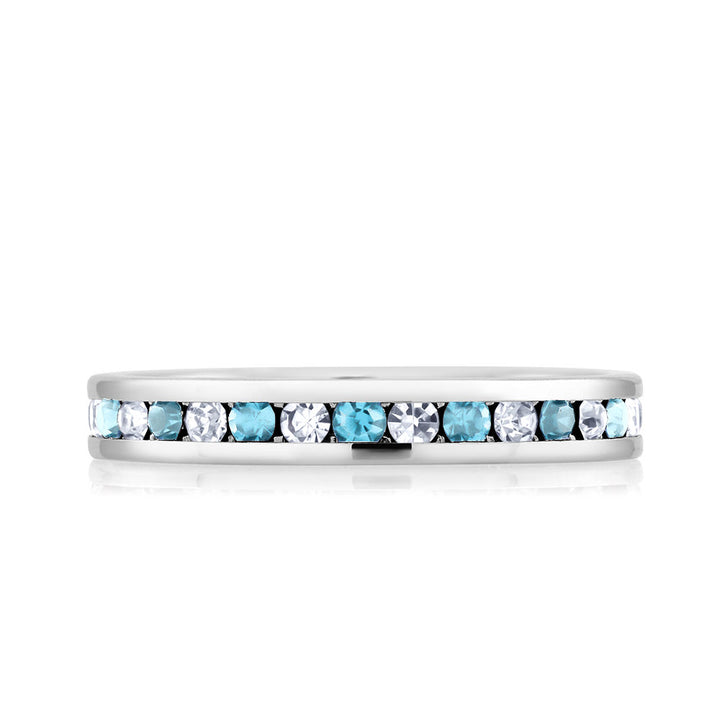 Rhodium Plated March/Aqua Crystal Eternity Band Sizes 6-9 Available Image 2