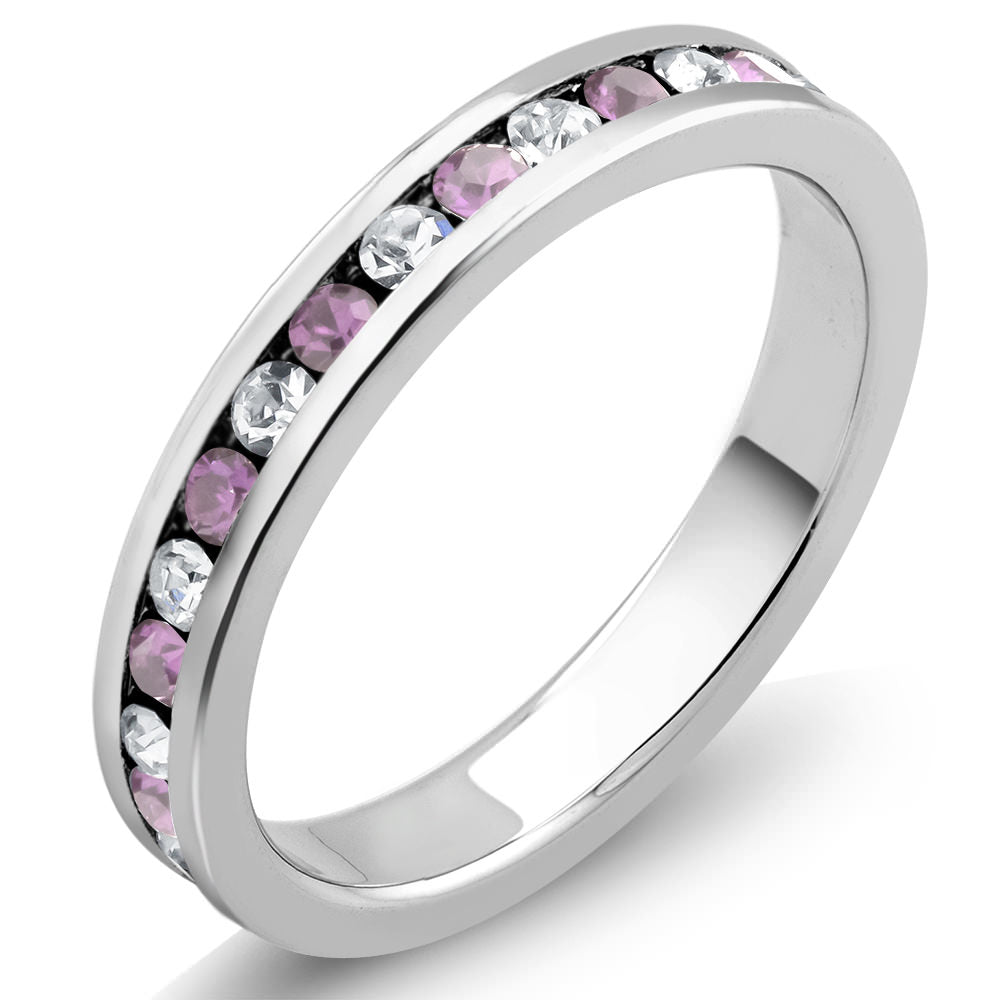 Rhodium Plated June/Alexandrite Crystal Eternity Band Sizes 6-9 Available Image 1