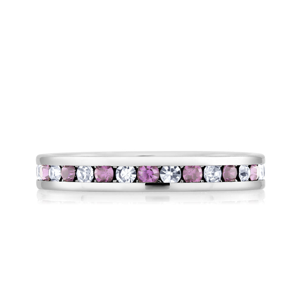 Rhodium Plated June/Alexandrite Crystal Eternity Band Sizes 6-9 Available Image 2