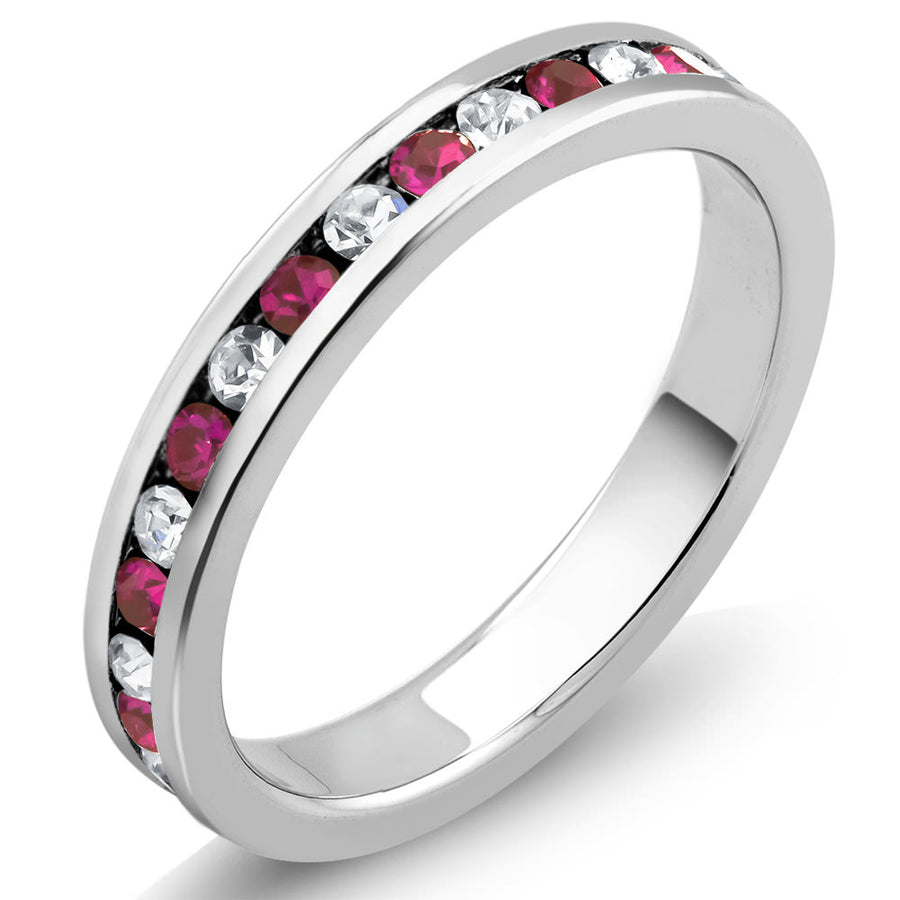 Rhodium Plated July/Ruby Crystal Eternity Band Sizes 6-9 Available Image 1