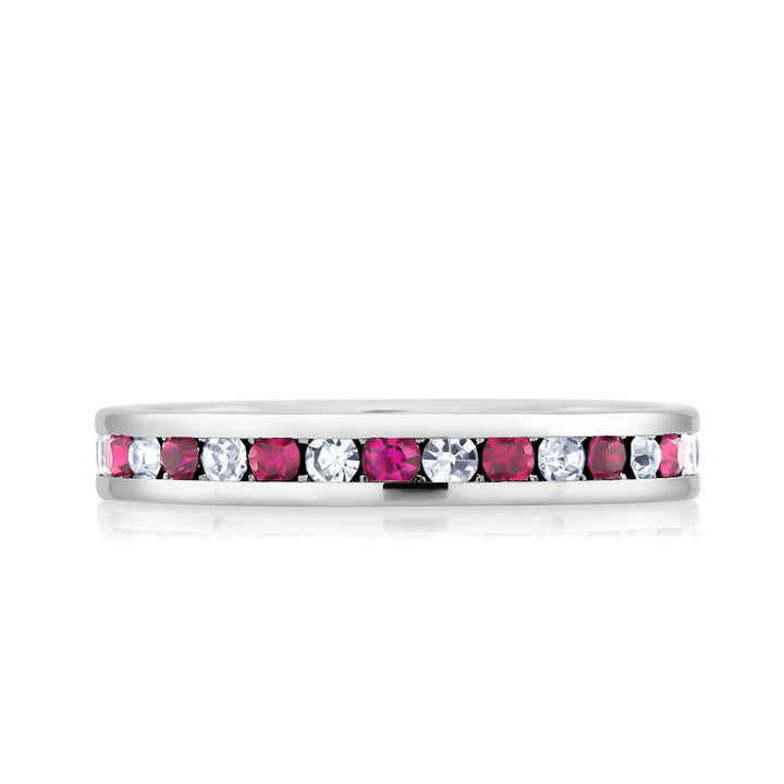 Rhodium Plated July/Ruby Crystal Eternity Band Sizes 6-9 Available Image 2