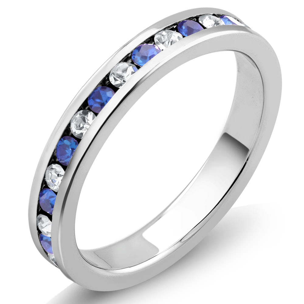 Rhodium Plated September/Sapphire Crystal Eternity Band Sizes 6-9 Available Image 1