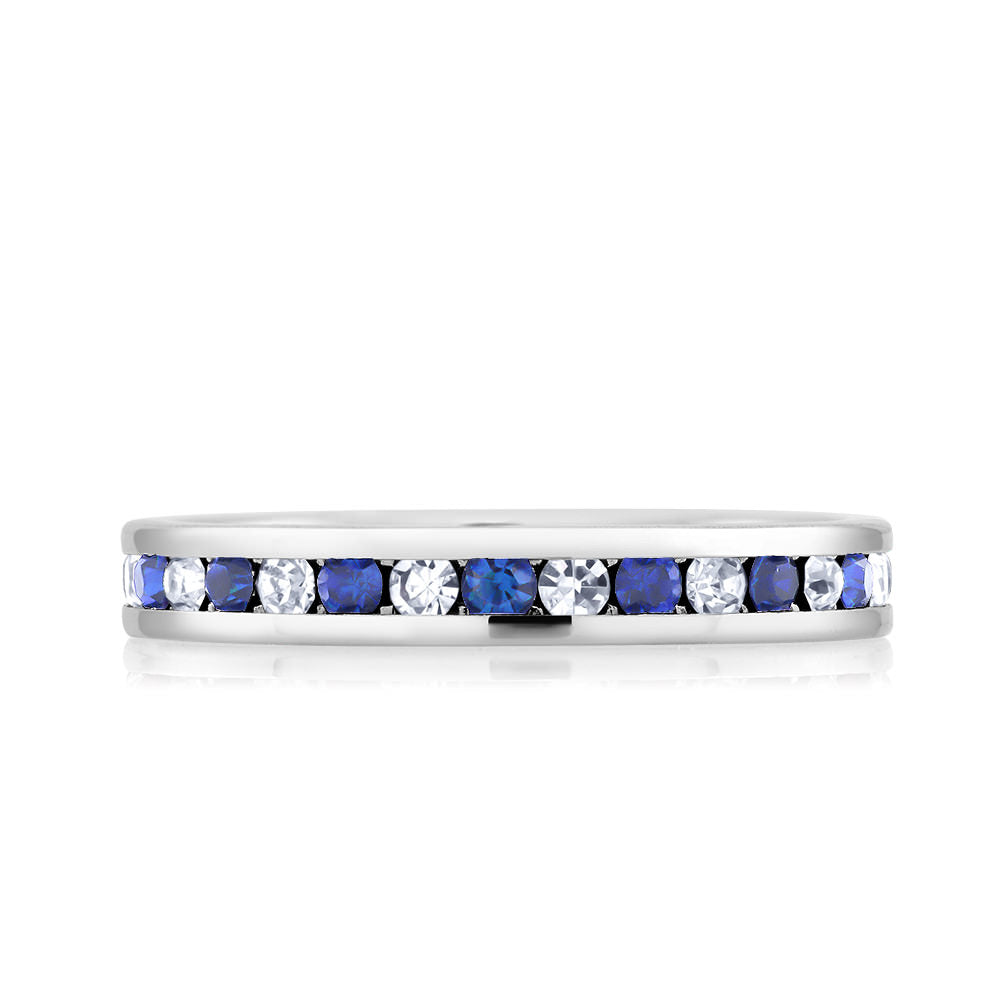 Rhodium Plated September/Sapphire Crystal Eternity Band Sizes 6-9 Available Image 2