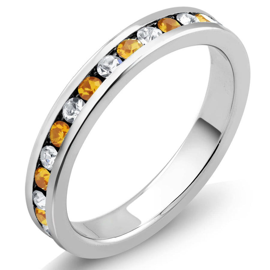 Rhodium Plated November/Citrine Crystal Eternity Band Sizes 6-9 Available Image 1