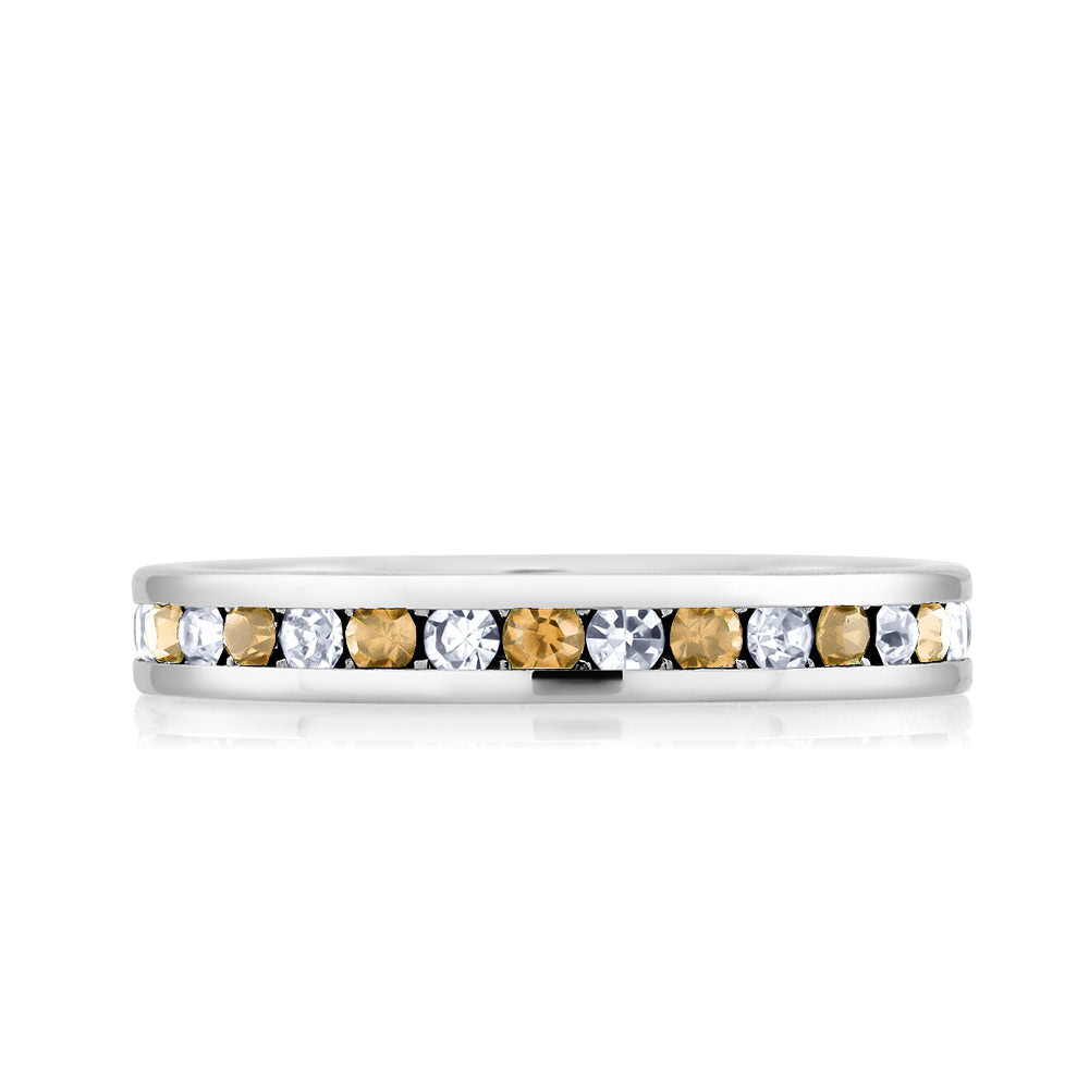 Rhodium Plated November/Citrine Crystal Eternity Band Sizes 6-9 Available Image 2