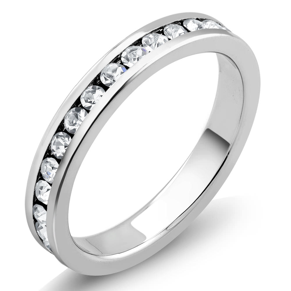 Sterling silver Finish Crystal Eternity Band Sizes 6-9 Available Image 1