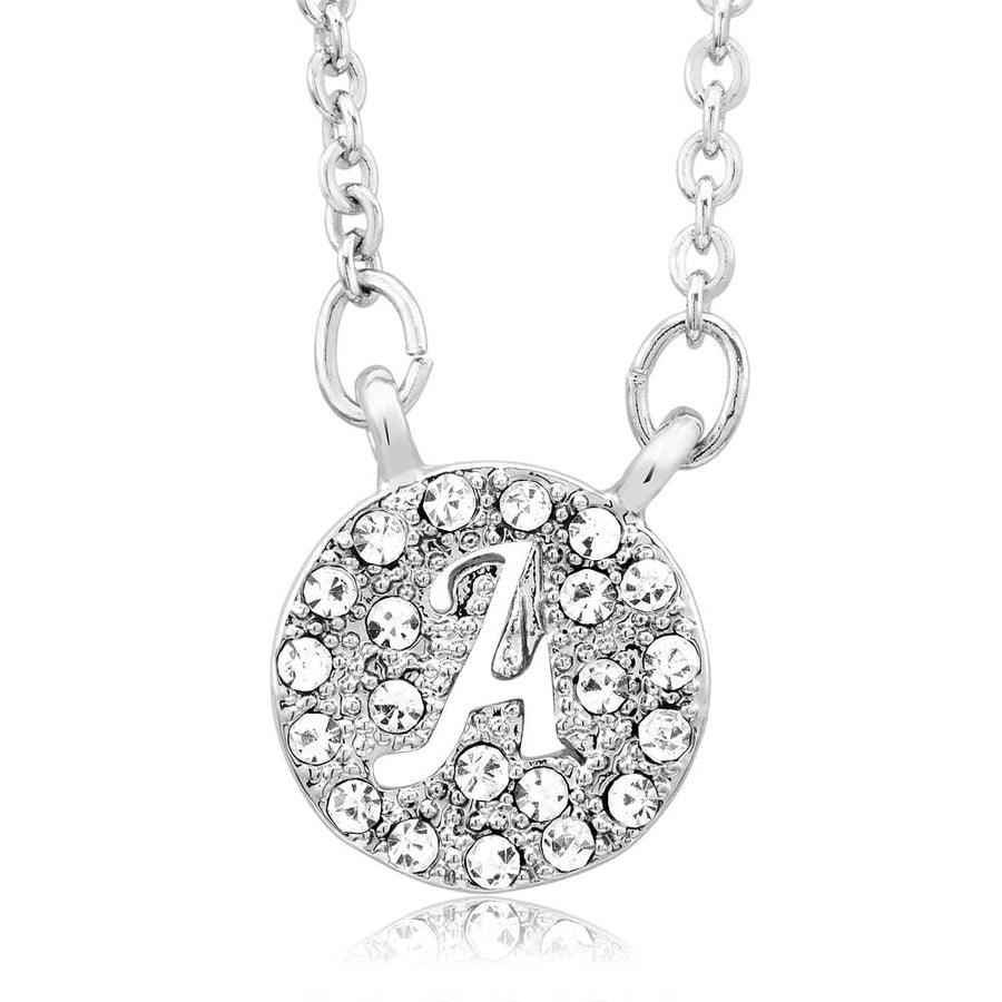 Sterling Silver Plated CZ Cut-Out Initial A Round Disc Necklace Image 1