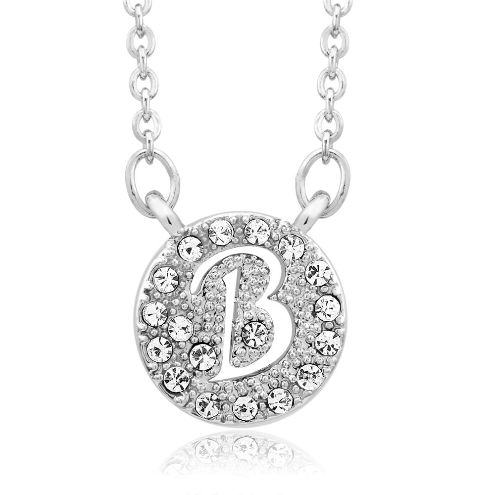 Sterling Silver Plated CZ Cut-Out Initial A Round Disc Necklace Image 2