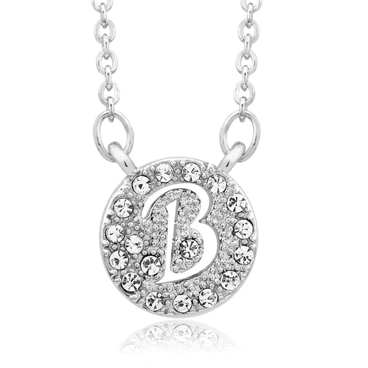 Sterling Silver Plated CZ Cut-Out Initial A Round Disc Necklace Image 1