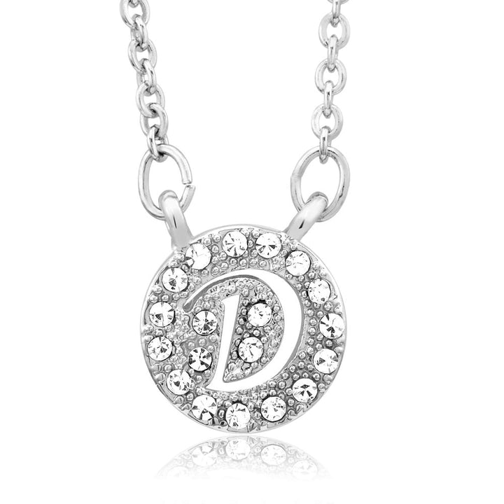 Sterling Silver Plated CZ Cut-Out Initial A Round Disc Necklace Image 4