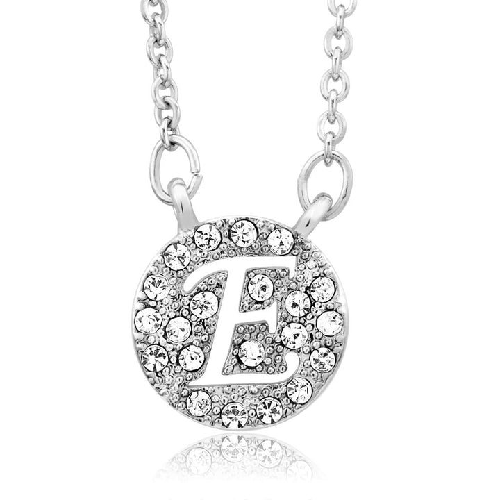 Sterling Silver Plated CZ Cut-Out Initial A Round Disc Necklace Image 4