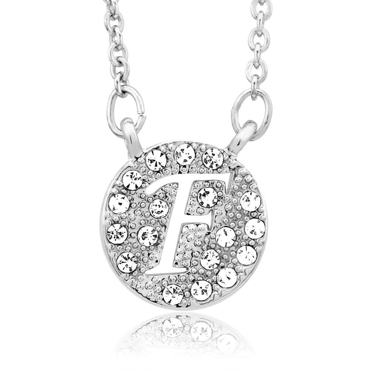 Sterling Silver Plated CZ Cut-Out Initial A Round Disc Necklace Image 6