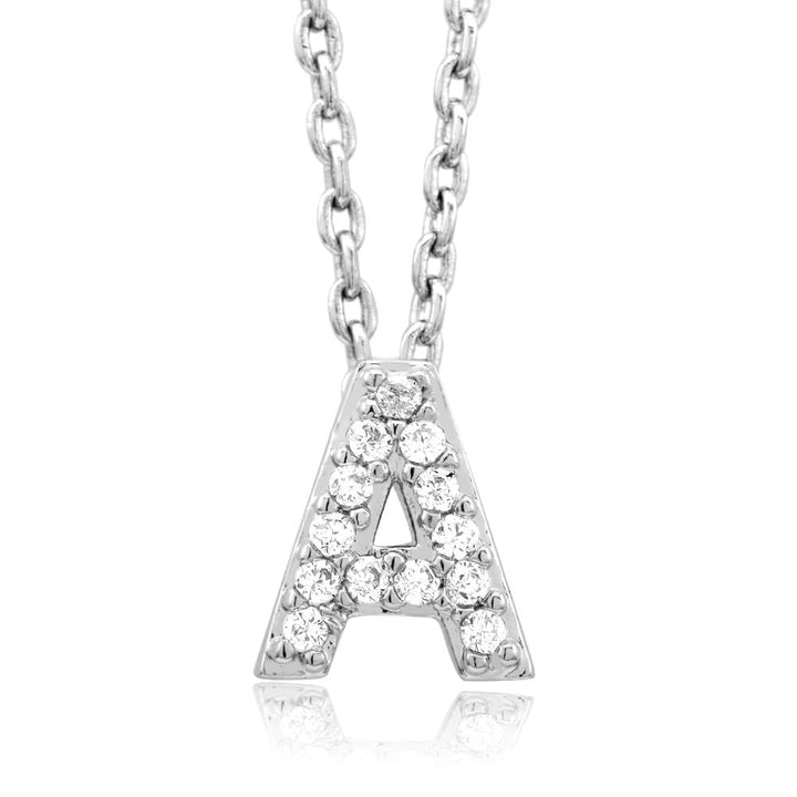 Sterling Silver Plated CZ Initial A Necklace Image 1