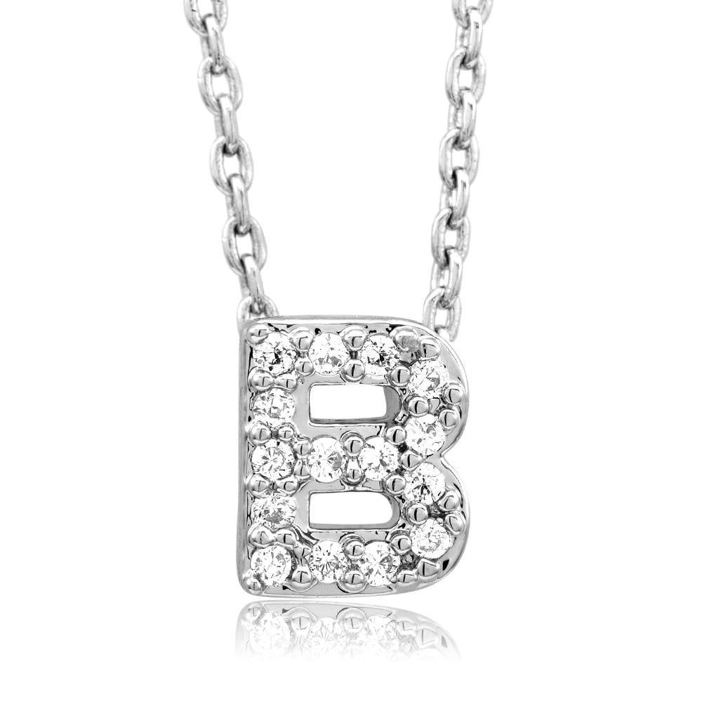 Sterling Silver Plated CZ Initial A Necklace Image 2