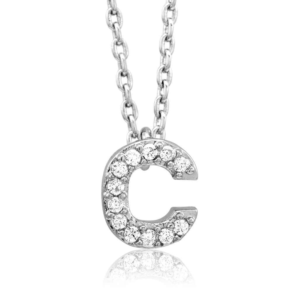 Sterling Silver Plated CZ Initial A Necklace Image 3