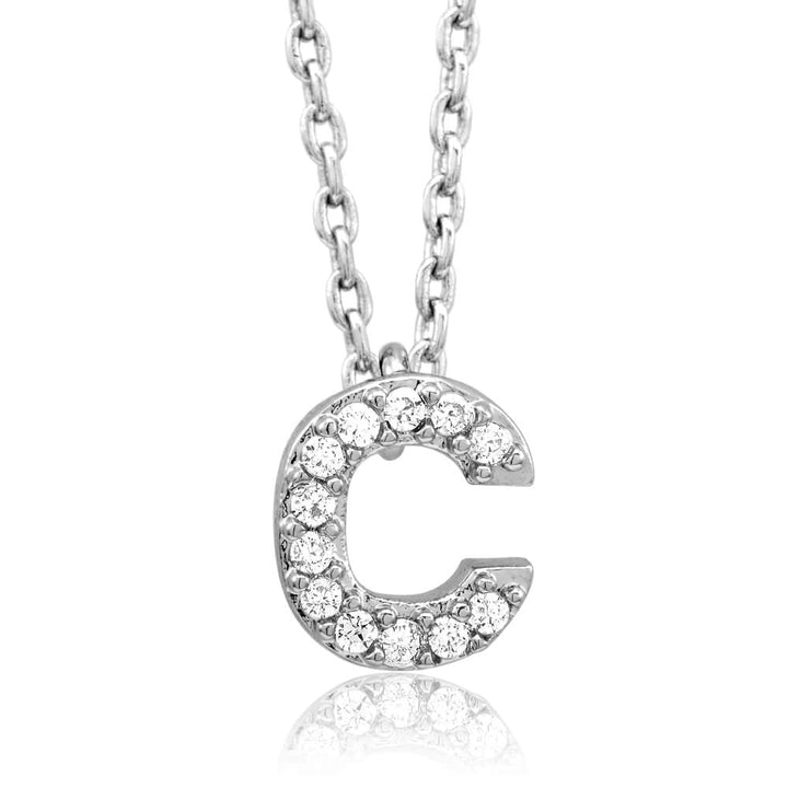 Sterling Silver Plated CZ Initial A Necklace Image 3