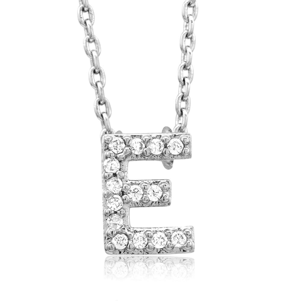 Sterling Silver Plated CZ Initial A Necklace Image 4