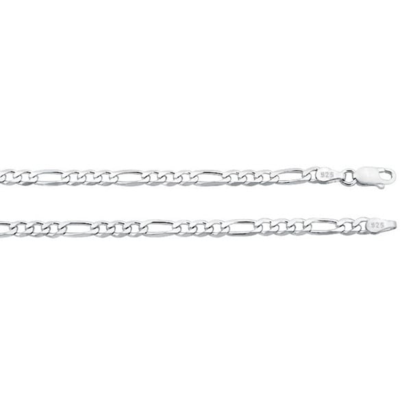 Sterling Silver .925 Figaro Bracelet Chain 3.9mm 9" inches. MADE IN ITALY Image 1
