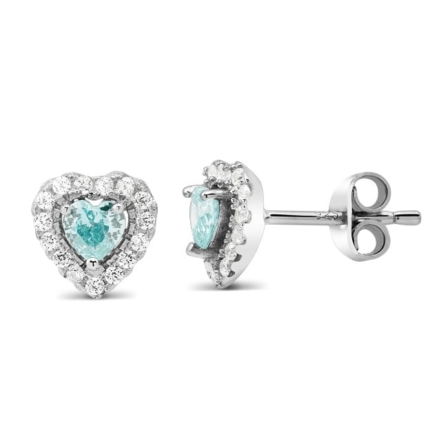 Sterling Silver January/Garnet Heart-Cut CZ Birthstone Stud Earrings Image 3