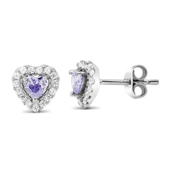 Sterling Silver January/Garnet Heart-Cut CZ Birthstone Stud Earrings Image 6
