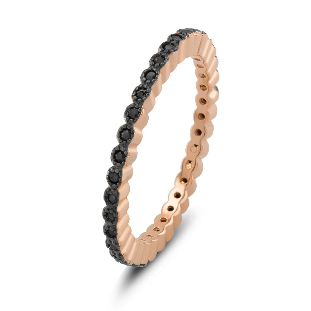 Rose Gold Plated Sterling Silver Black CZ Eternity Ring Image 1