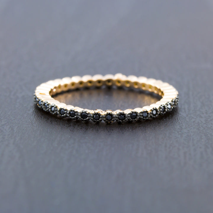 Rose Gold Plated Sterling Silver Black CZ Eternity Ring Image 2