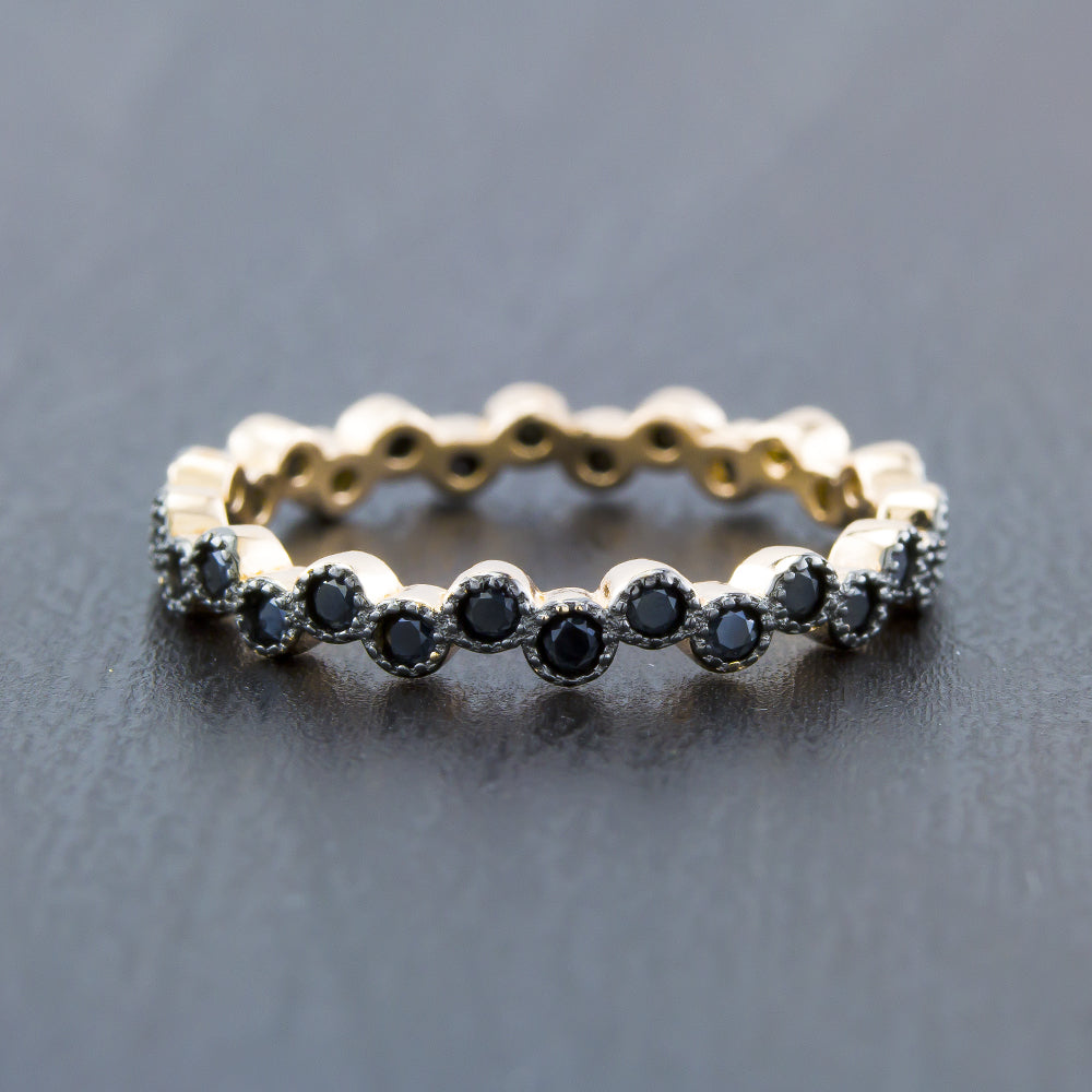 Rose Gold Plated Sterling Silver Black CZ Bezzelled Eternity Ring Image 2