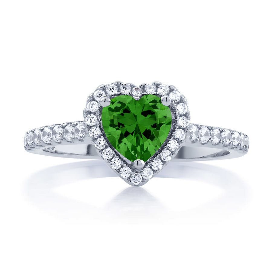 Sterling Silver May/Emerald Heart-Cut CZ Birthstone Ring Image 1